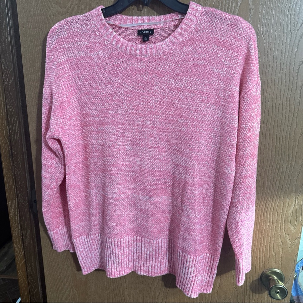 Torrid Marled Bubblegum Pink Pullover Knit Sweater Size 0X Heathered Pink Casual